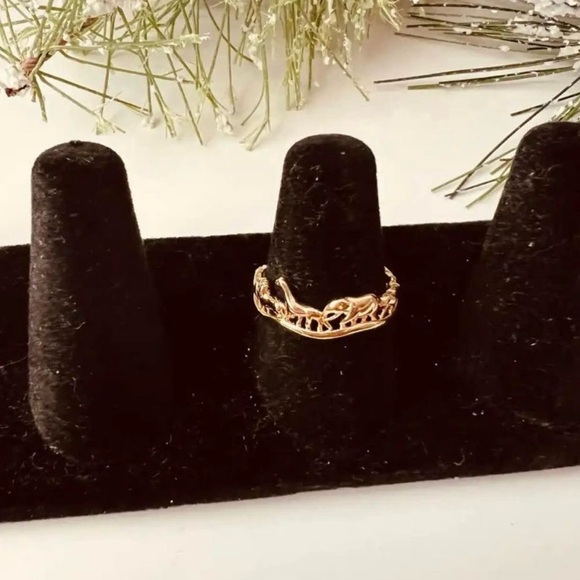 🦒 14K Gold Plated Animal Giraffe Elephant Ring Size 9 - Picture 10 of 11